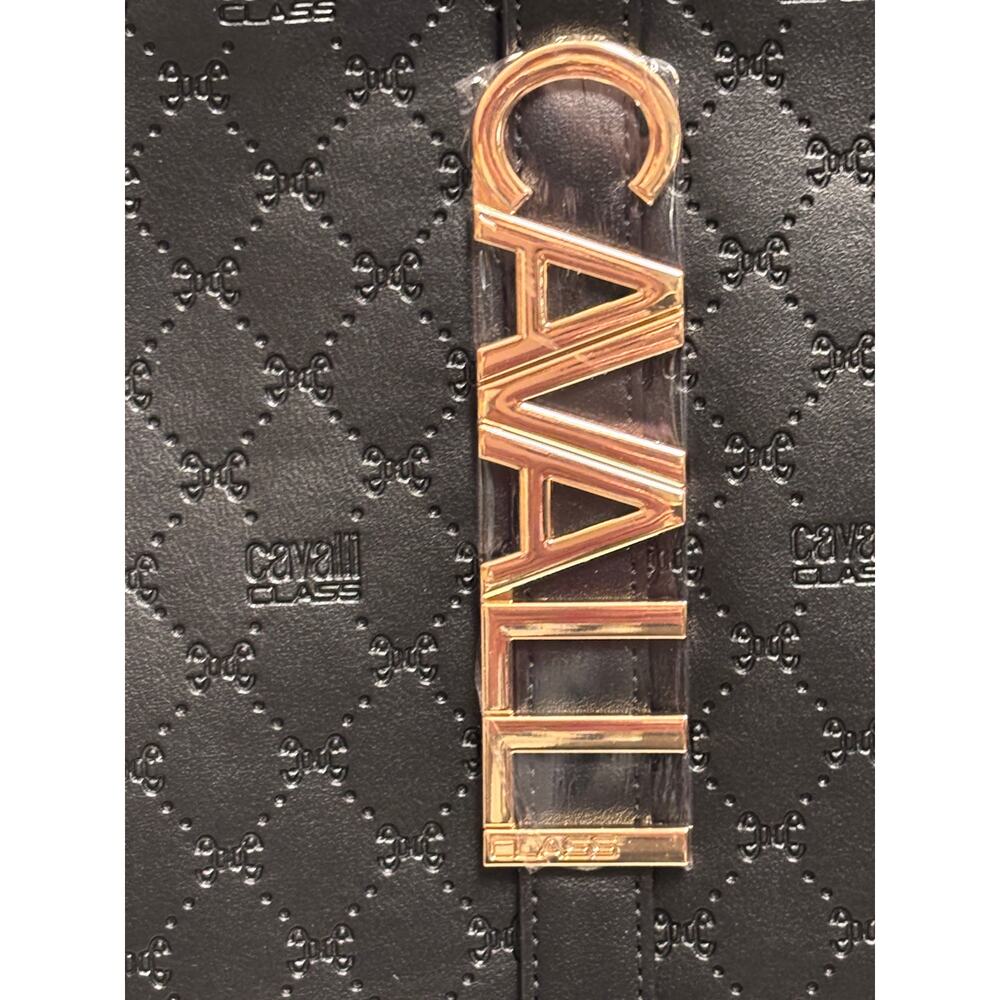 Cavalli Class Black Quilted Logo Tote Shoulder Bag NWT - Picture 2 of 7